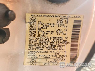 Zdjęcie 12 z 12 samochodu: 2006 NISSAN FRONTIER SE VIN:1N6AD06U16C442759 - miniatura