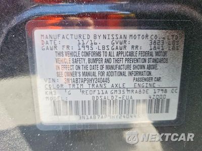 Zdjęcie 13 z 13 samochodu: 2017 NISSAN SENTRA SV VIN:3N1AB7AP9HY240445 - miniatura