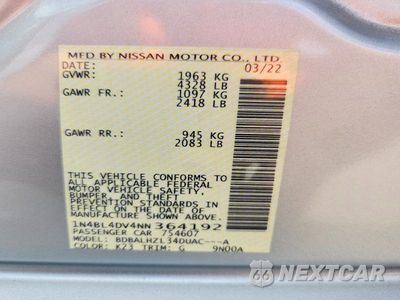 Zdjęcie 12 z 12 samochodu: 2022 NISSAN ALTIMA SV VIN:1N4BL4DV4NN364192 - miniatura
