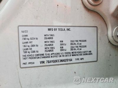 Zdjęcie 12 z 12 samochodu: 2022 TESLA MODEL Y VIN:7SAYGDEE3NA020164 - miniatura