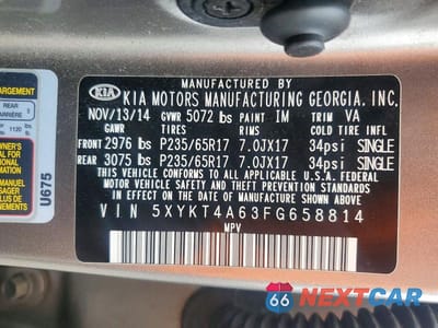 Zdjęcie 13 z 13 samochodu: 2015 KIA SORENTO LX VIN:5XYKT4A63FG658814 - miniatura