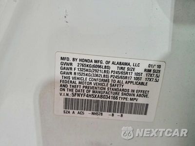 Zdjęcie 13 z 13 samochodu: 2010 HONDA PILOT EXL VIN:5FNYF4H5XAB034166 - miniatura