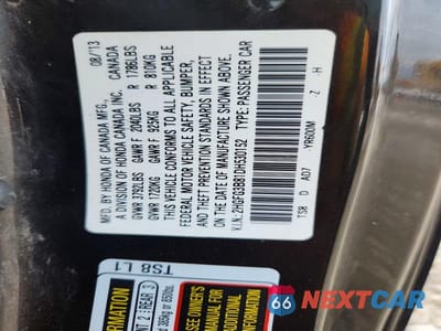 Zdjęcie 13 z 13 samochodu: 2013 HONDA CIVIC EX VIN:2HGFG3B81DH530152 - miniatura
