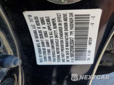 Zdjęcie 12 z 12 samochodu: 2019 HONDA CIVIC SPORT VIN:19XFC2F8XKE203417 - miniatura