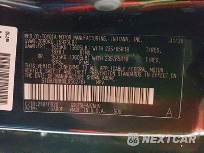 Zdjęcie 13 z 13 samochodu: 2020 TOYOTA HIGHLANDER LE VIN:5TDBZRBHXLS502764 - miniatura
