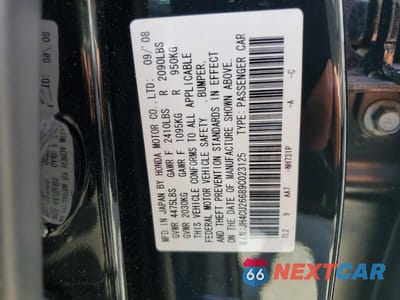 Zdjęcie 12 z 12 samochodu: 2009 ACURA TSX VIN:JH4CU26689C023125 - miniatura