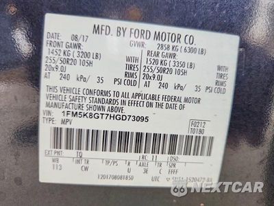 Zdjęcie 13 z 13 samochodu: 2017 FORD EXPLORER VIN:1FM5K8GT7HGD73095 - miniatura
