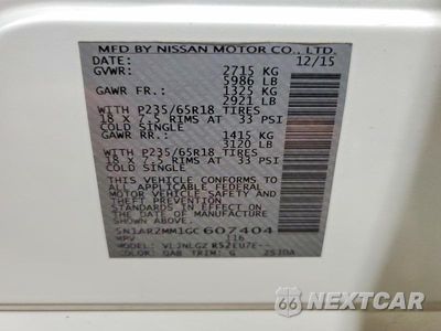 Zdjęcie 13 z 13 samochodu: 2016 NISSAN PATHFINDER SL VIN:5N1AR2MM1GC607404 - miniatura