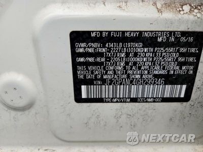 Zdjęcie 12 z 12 samochodu: 2016 SUBARU CROSSTREK LIMITED VIN:JF2GPANC4GH299346 - miniatura
