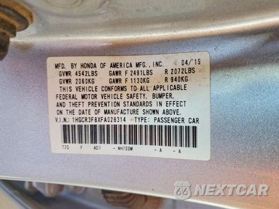 Zdjęcie 12 z 12 samochodu: 2015 HONDA ACCORD EXL VIN:1HGCR3F8XFA028314 - miniatura