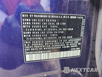Zdjęcie 13 z 13 samochodu: 2022 VOLKSWAGEN TIGUAN SE VIN:3VV3B7AXXNM043309 - miniatura