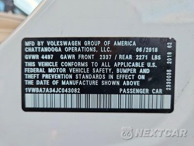 Zdjęcie 12 z 12 samochodu: 2018 VOLKSWAGEN PASSAT SE VIN:1VWBA7A34JC043082 - miniatura