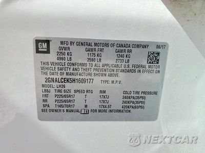 Zdjęcie 13 z 13 samochodu: 2017 CHEVROLET EQUINOX LT VIN:2GNALCEK5H1609177 - miniatura