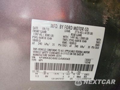 Zdjęcie 14 z 14 samochodu: 2014 FORD EXPLORER XLT VIN:1FM5K8D88EGA80043 - miniatura