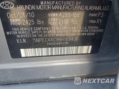 Zdjęcie 12 z 12 samochodu: 2011 HYUNDAI SONATA LIMITED VIN:5NPEC4AC9BH169436 - miniatura