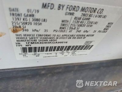 Zdjęcie 13 z 13 samochodu: 2019 FORD EXPLORER XLT VIN:1FM5K8D85KGA99516 - miniatura