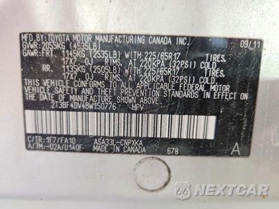 Zdjęcie 13 z 13 samochodu: 2011 TOYOTA RAV4 BASE VIN:2T3BF4DV4BW150776 - miniatura