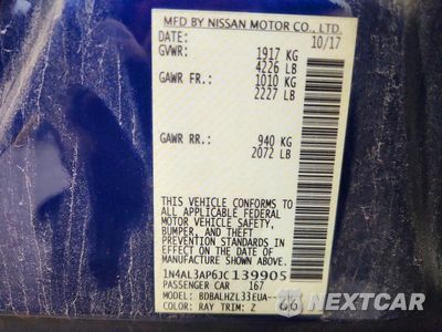 Zdjęcie 13 z 13 samochodu: 2018 NISSAN ALTIMA 2.5 SR VIN:1N4AL3AP6JC139905 - miniatura