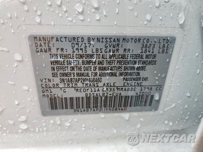 Zdjęcie 12 z 12 samochodu: 2017 NISSAN SENTRA S VIN:3N1AB7AP2HY408460 - miniatura