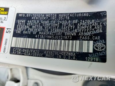 Zdjęcie 12 z 12 samochodu: 2018 TOYOTA CAMRY LE VIN:4T1B11HK5JU121873 - miniatura