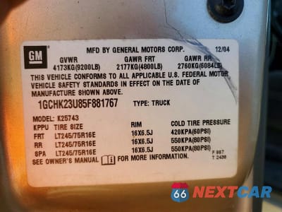 Zdjęcie 12 z 12 samochodu: 2005 CHEVROLET SILVERADO K2500 HEAVY DUTY VIN:1GCHK23U85F881767 - miniatura