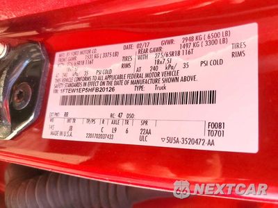 Zdjęcie 12 z 12 samochodu: 2017 FORD F150 SUPERCREW VIN:1FTEW1EP5HFB20126 - miniatura