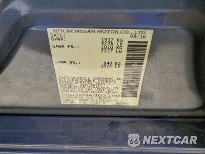 Zdjęcie 12 z 12 samochodu: 2017 NISSAN ALTIMA 2.5 S VIN:1N4AL3AP9HN302190 - miniatura