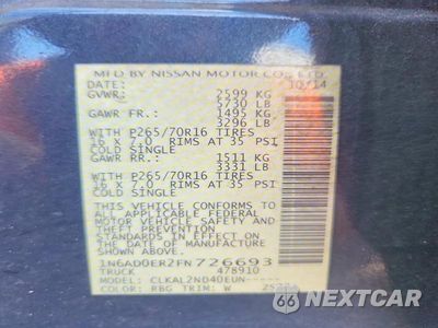 Zdjęcie 12 z 12 samochodu: 2015 NISSAN FRONTIER SV VIN:1N6AD0ER2FN726693 - miniatura