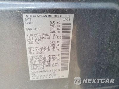 Zdjęcie 13 z 13 samochodu: 2013 NISSAN PATHFINDER S VIN:5N1AR2MM0DC643919 - miniatura