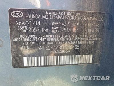 Zdjęcie 12 z 12 samochodu: 2015 HYUNDAI SONATA ECO VIN:5NPE24AA8FH140405 - miniatura