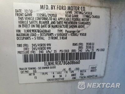 Zdjęcie 12 z 12 samochodu: 2011 LINCOLN MKS VIN:1LNHL9ER7BG608660 - miniatura