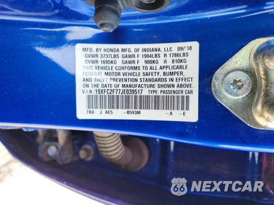 Zdjęcie 12 z 12 samochodu: 2018 HONDA CIVIC EX VIN:19XFC2F77JE039517 - miniatura