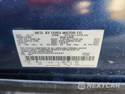 Zdjęcie 13 z 13 samochodu: 2017 FORD EXPLORER XLT VIN:1FM5K8DH6HGC65437 - miniatura