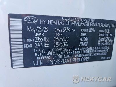 Zdjęcie 13 z 13 samochodu: 2023 HYUNDAI SANTA FE BLUE VIN:5NMS2DA11PH010919 - miniatura