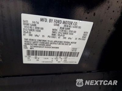 Zdjęcie 13 z 13 samochodu: 2016 FORD EXPLORER SPORT VIN:1FM5K8GT3GGC80086 - miniatura