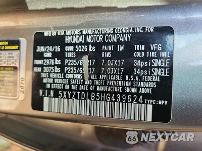 Zdjęcie 13 z 13 samochodu: 2017 HYUNDAI SANTA FE SPORT 2.4L VIN:5XYZTDLB5HG439624 - miniatura