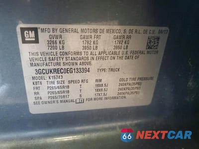 Zdjęcie 12 z 12 samochodu: 2014 CHEVROLET SILVERADO K1500 LT VIN:3GCUKREC0EG133394 - miniatura