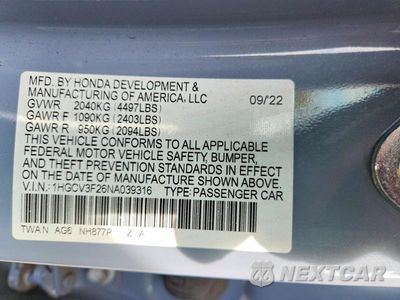 Zdjęcie 13 z 13 samochodu: 2022 HONDA ACCORD HYBRID SPORT VIN:1HGCV3F26NA039316 - miniatura