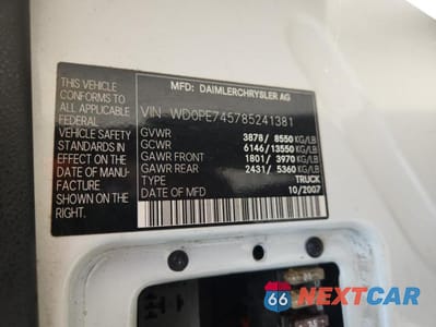Zdjęcie 13 z 13 samochodu: 2008 DODGE SPRINTER 2500 VIN:WD0PE745785241381 - miniatura