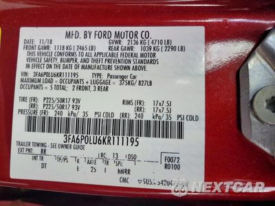 Zdjęcie 12 z 12 samochodu: 2019 FORD FUSION SE VIN:3FA6P0LU6KR111195 - miniatura