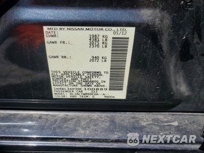 Zdjęcie 12 z 12 samochodu: 2013 NISSAN ALTIMA 3.5 S VIN:1N4BL3AP3DC100889 - miniatura