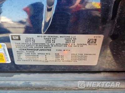 Zdjęcie 13 z 13 samochodu: 2015 CHEVROLET TRAVERSE LT VIN:1GNKRHKD0FJ263760 - miniatura