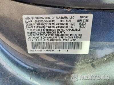 Zdjęcie 13 z 13 samochodu: 2010 HONDA ODYSSEY EXL VIN:5FNRL3H79AB020235 - miniatura
