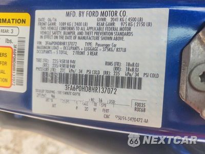 Zdjęcie 23 z 24 samochodu: 2017 FORD FUSION SE VIN:3FA6P0HD8HR137072 - miniatura