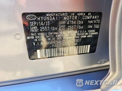 Zdjęcie 12 z 12 samochodu: 2016 HYUNDAI SONATA PLUG-IN HYBRID LIMITED VIN:KMHE54L25GA024807 - miniatura