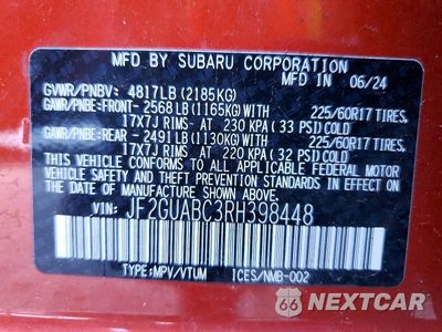 Zdjęcie 13 z 13 samochodu: 2024 SUBARU CROSSTREK VIN:JF2GUABC3RH398448 - miniatura