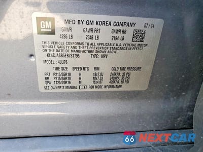 Zdjęcie 13 z 13 samochodu: 2014 BUICK ENCORE VIN:KL4CJASB5EB781795 - miniatura