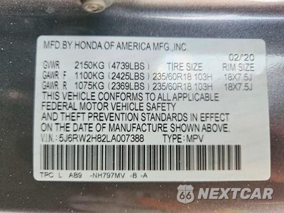 Zdjęcie 13 z 13 samochodu: 2020 HONDA CR-V EXL VIN:5J6RW2H82LA007388 - miniatura