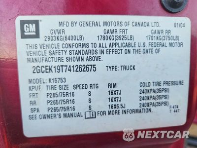 Zdjęcie 12 z 12 samochodu: 2004 CHEVROLET SILVERADO K1500 VIN:2GCEK19T741262675 - miniatura