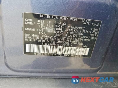 Zdjęcie 14 z 14 samochodu: 2015 SUBARU OUTBACK 2.5I PREMIUM VIN:4S4BSAHC6F3334334 - miniatura